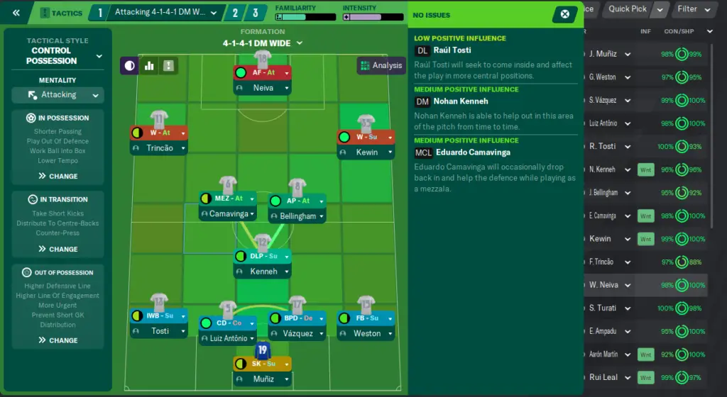 Football manager inverted wing back tactic