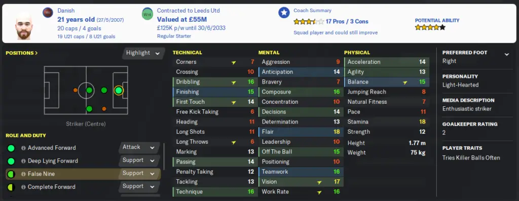 False 9 attributes in football manager