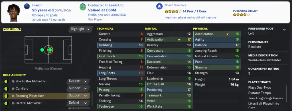 Roaming Playmaker Attributes In Football Manager